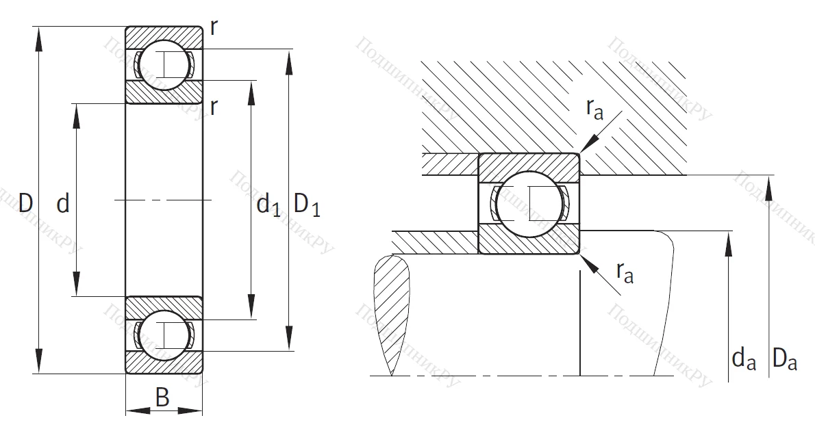 Однорядный шариковый подшипник 6320