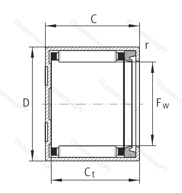 Игольчатый подшипник BK 1614 RS L 271