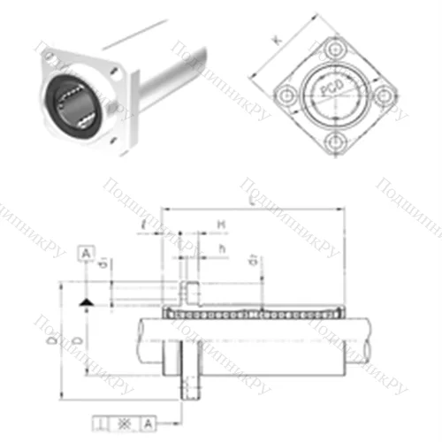 Подшипник шариковый линейный LMKP 13L