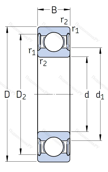 Однорядный шариковый подшипник 6315 2RS 1
