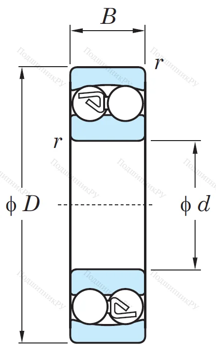 Двухрядный шариковый подшипник 2305 MG