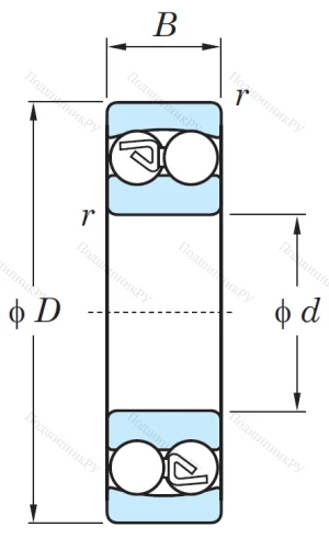 Двухрядный шариковый подшипник 1307 от производителя  KOYO