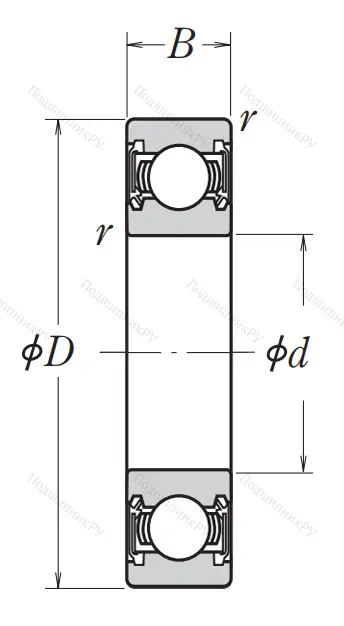 Однорядный шариковый подшипник 6010 DDU C 3