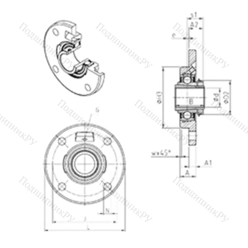 Подшипниковый узел шариковый радиальный UKFCE 205H
