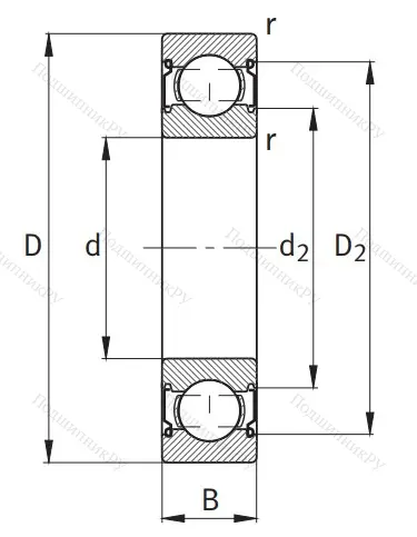 Однорядный шариковый подшипник 6006 2Z