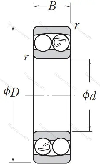 Двухрядный шариковый подшипник 2210 2RSTNG