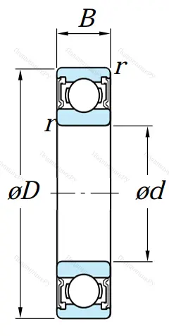Однорядный шариковый подшипник 6222 2RS C 3