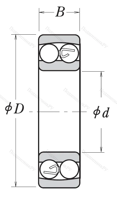 Двухрядный шариковый подшипник 1311