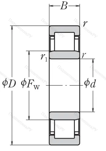 Роликовый цилиндрический подшипник NJ 208 EW C 3 от производителя  NSK