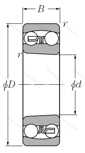 Двухрядный шариковый подшипник 2210 SK от производителя  NTN