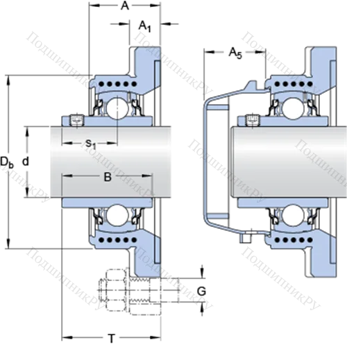 Фланцевые подшипниковые узлы типа Y (корпус типа Y-TECH, квадратный фланец, крепление стопорными винтами) FYWK 1.1/2 YTA