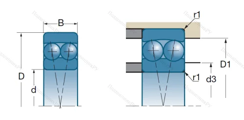 Двухрядный шариковый подшипник 1207 от производителя  SNR