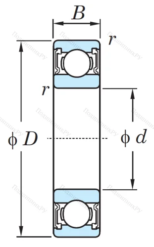 Однорядный шариковый подшипник 6201 2RS CM от производителя  KOYO