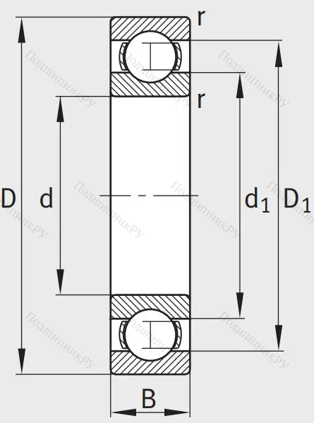 Однорядный шариковый подшипник 16007 A