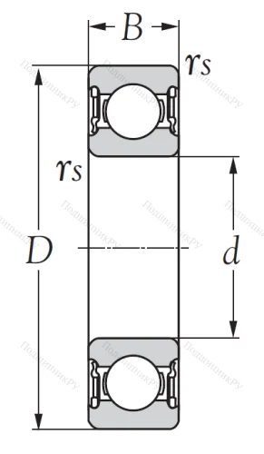Однорядный шариковый подшипник 62204 2RS от производителя  KSM