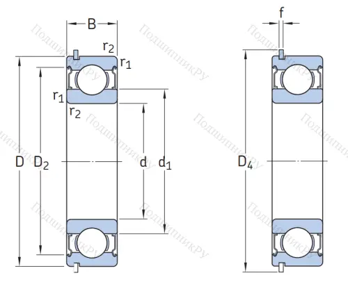 Однорядный шариковый подшипник 6312 DDU NR от производителя  NSK