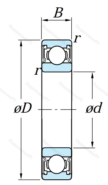 Однорядный шариковый подшипник 6202 2RS C 3
