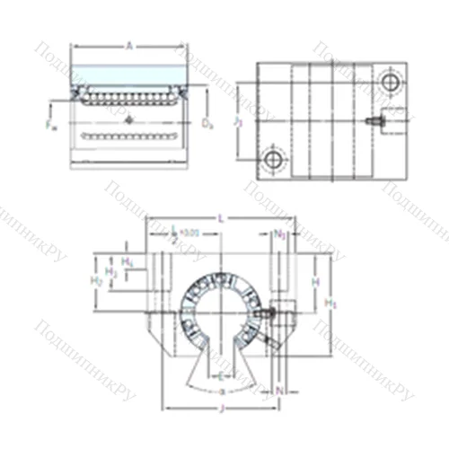 Подшипник шариковый линейный LUNF 30-2LS от производителя  SKF