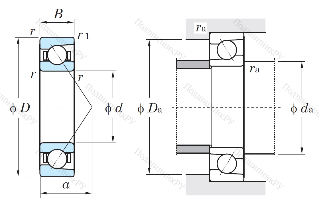 Однорядный шариковый подшипник 7214 B