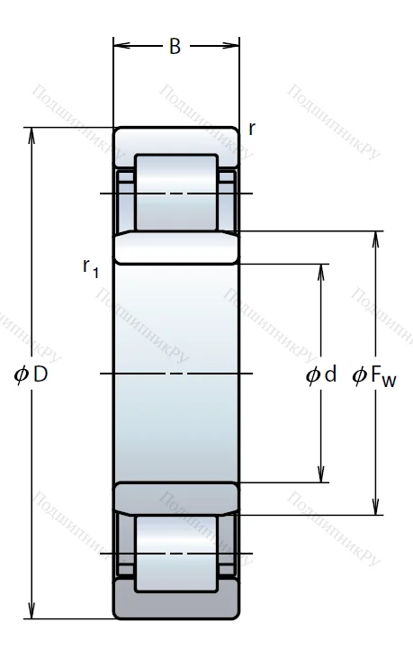 Роликовый цилиндрический подшипник NU 205 EW