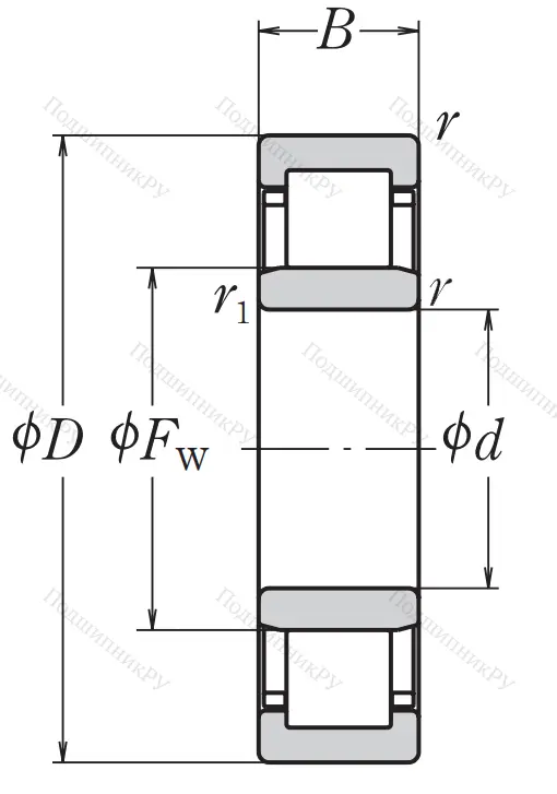 Роликовый цилиндрический подшипник NJ 208 EW C 3