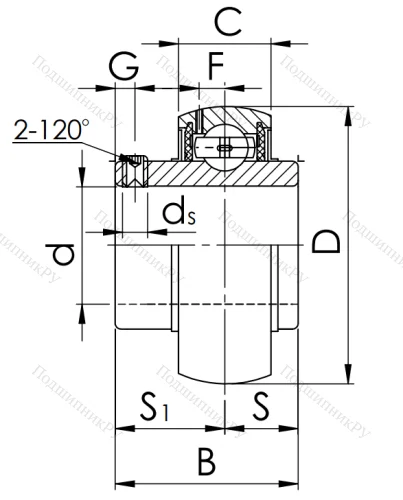 Корпусный подшипник UC 211 (480211 ГОСТ) в Нижневартовске