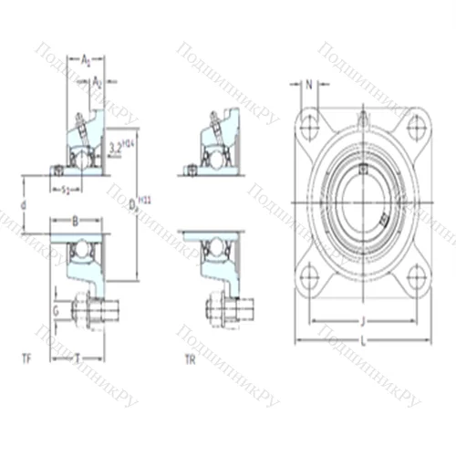 Подшипниковый узел шариковый радиальный FY 2.11/16 TF