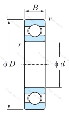Однорядный шариковый подшипник 6204 CM от производителя  KOYO