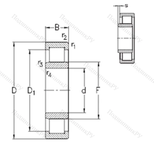 Подшипник роликовый радиальный NU 1036-E-M 6