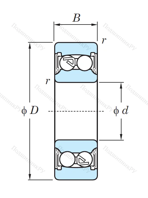 Двухрядный шариковый подшипник 2310 2RS
