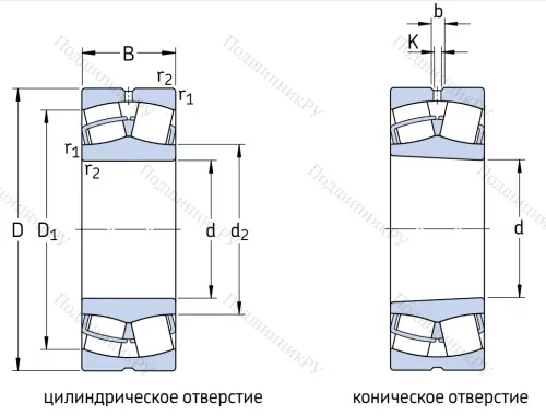 Сферический роликовый подшипник с конической посадкой на вал 22310 EK/C 3 от производителя  SKF