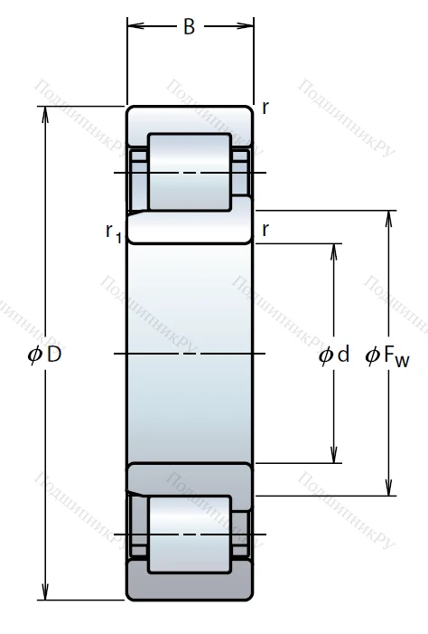 Роликовый цилиндрический подшипник NJ 212 ET