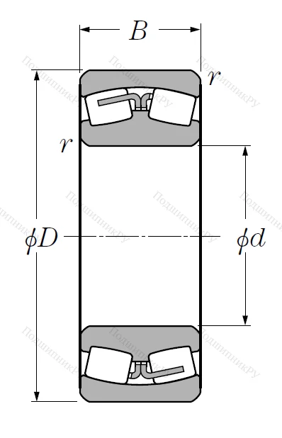 Сферический роликовый подшипник 22316 B (EA) D 1