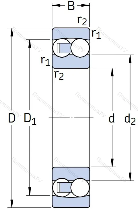 Двухрядный шариковый подшипник 2312