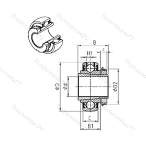 Подшипник шариковый радиальный UK 211+H-32
