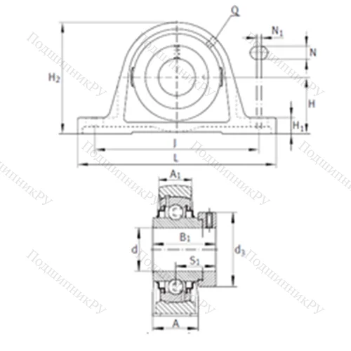Подшипниковый узел шариковый радиальный RAK 1-3/4