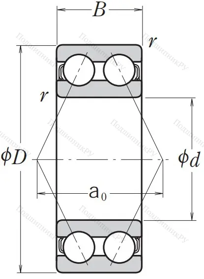 Двухрядный шариковый подшипник 5206 2RSTNG C 3