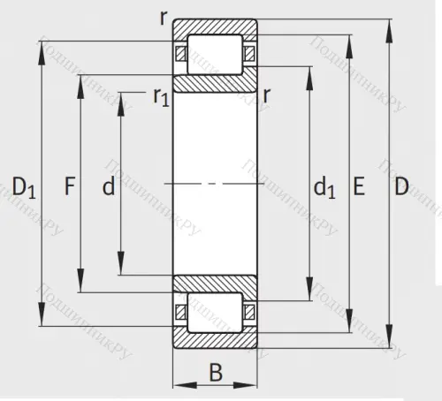 Роликовый цилиндрический подшипник NJ 2208 E XL TVP 2 от производителя  FAG