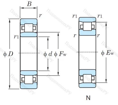 Роликовый цилиндрический подшипник N 206 от производителя  KOYO