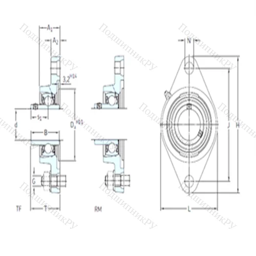 Подшипниковый узел шариковый радиальный FYT 1.3/8 RM