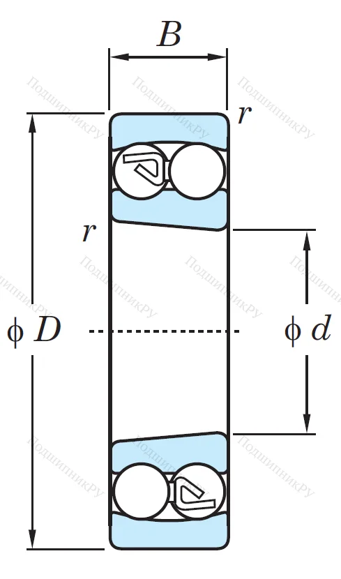 Двухрядный шариковый подшипник 2209 K от производителя  KOYO