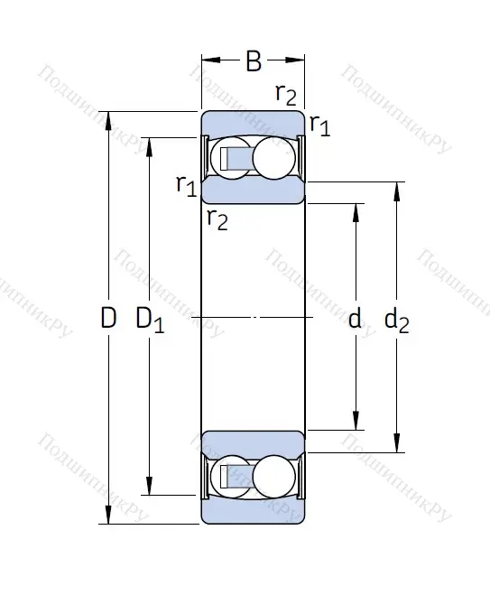Двухрядный шариковый подшипник 2206 E 2RS 1KTN 9