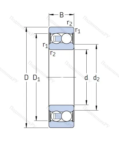 Двухрядный шариковый подшипник 2212 E 2RS 1TN 9 от производителя  SKF