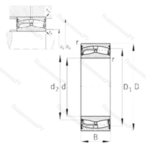 Подшипник роликовый радиальный самоцентрирующийся 24124-E 1-2VSR-H 40