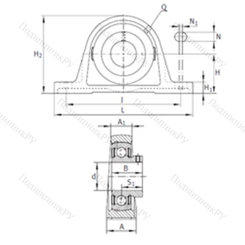 Подшипниковый узел шариковый радиальный PAKY 1-7/16