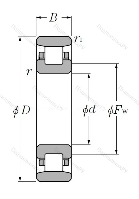 Роликовый цилиндрический подшипник N 212 от производителя  NTN