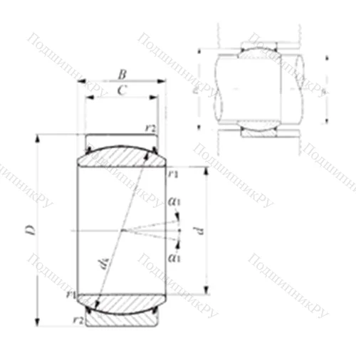Подшипник скольжения сферический GE 60EC-2RS от производителя  IKO