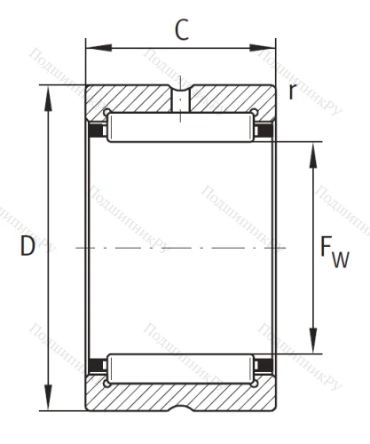 Игольчатый подшипник NK 68/25 XL от производителя  INA