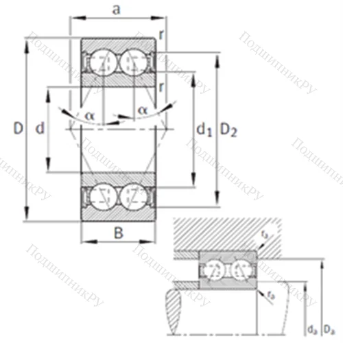 Подшипник шариковый радиально-упорный 3304-B-2RSR-TVH