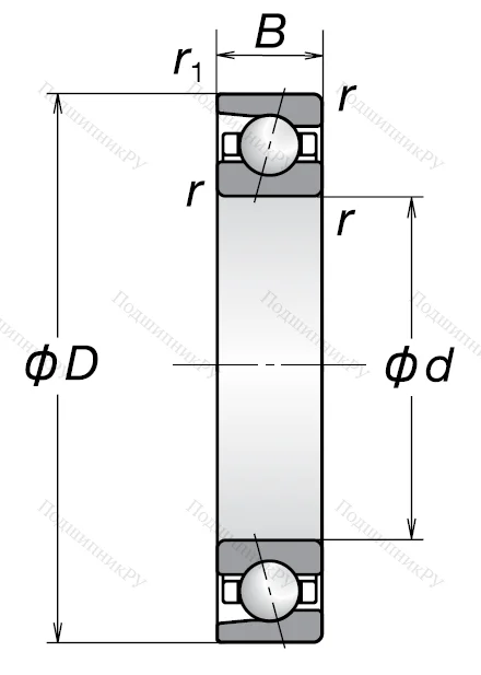 Однорядный шариковый подшипник 7210 BW